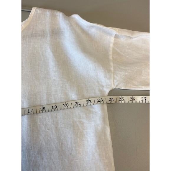 Bellambra White Eyelet 100% Linen Tunic Top Oversized Ruffled Made In Italy - Picture 10 of 11